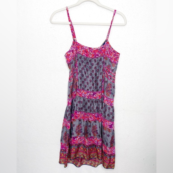Rebecca Taylor Floral 100% Silk Spaghetti Strap Boho Dress Size 6 - Picture 2 of 9